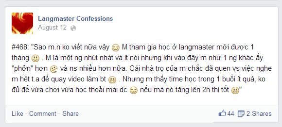 tiếng anh langmaster confession