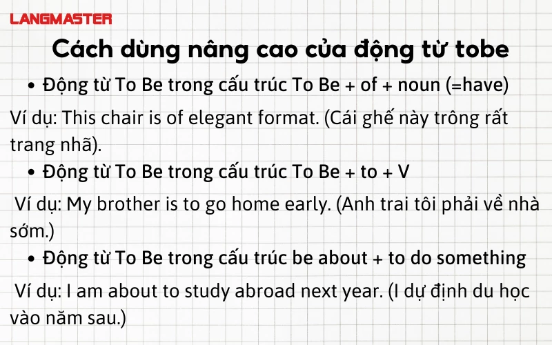 Cách dùng nâng cao của động từ to be