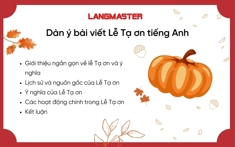 Dàn ý bài viết tiếng Anh về Lễ Tạ ơn