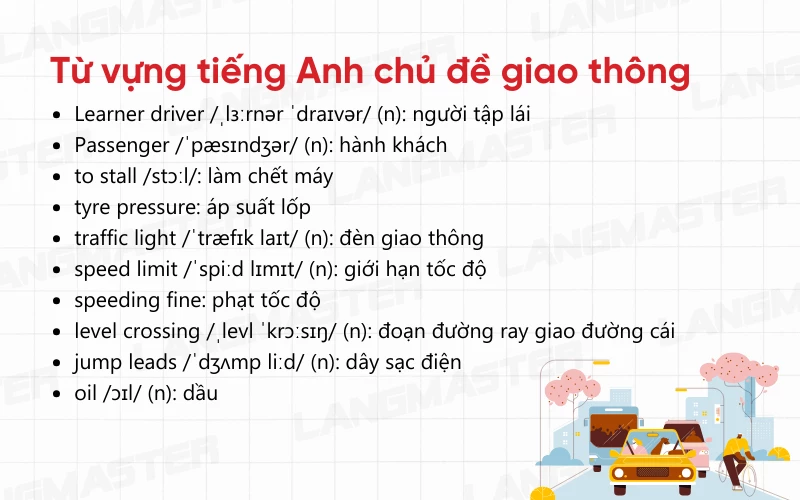 Từ vựng tiếng Anh chủ đề giao thông