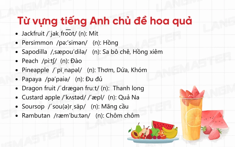 Từ vựng tiếng Anh cơ bản chủ đề hoa quả