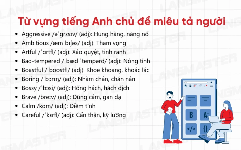 Từ vựng tiếng Anh chủ đề miêu tả người