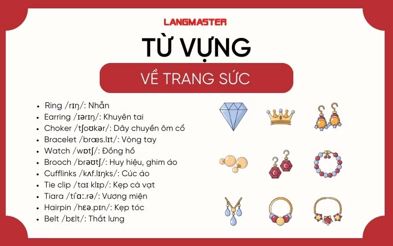 Từ vựng tiếng Anh về đồ trang sức