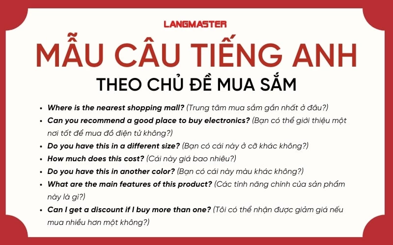 Mẫu câu tiếng Anh theo chủ đề mua sắm