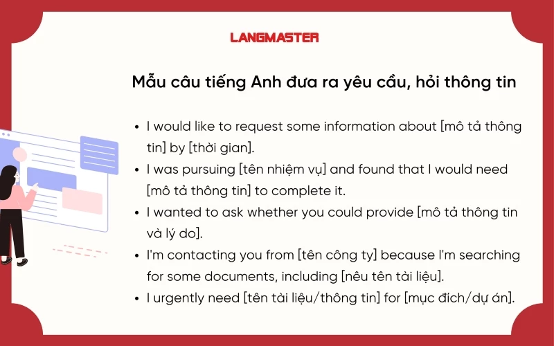 Mẫu câu tiếng Anh đưa ra yêu cầu, hỏi thêm thông tin