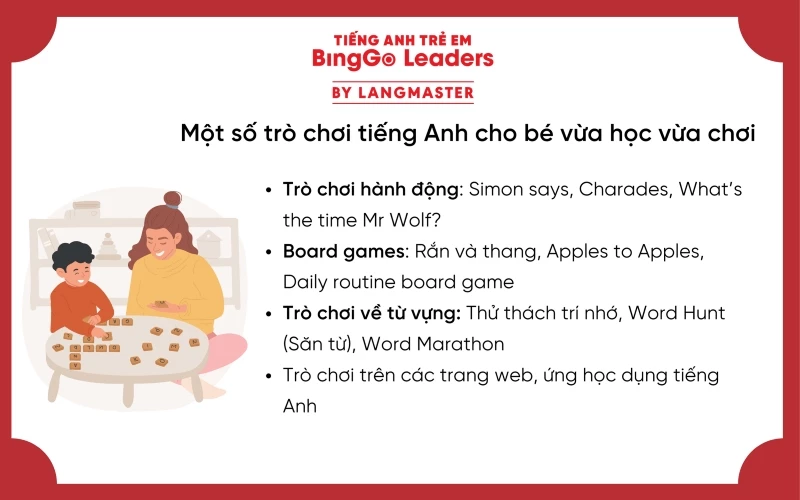 Một số trò chơi tiếng Anh giúp trẻ thích học tiếng Anh