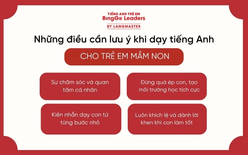 Những điều cần lưu ý khi dạy tiếng Anh cho trẻ em mầm non