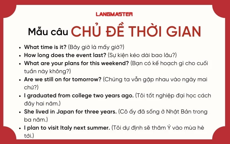 Mẫu câu tiếng Anh thông dụng về thời gian