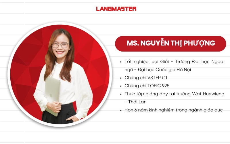 GIÁO VIÊN LANGMASTER: NGUYỄN THỊ PHƯỢNG