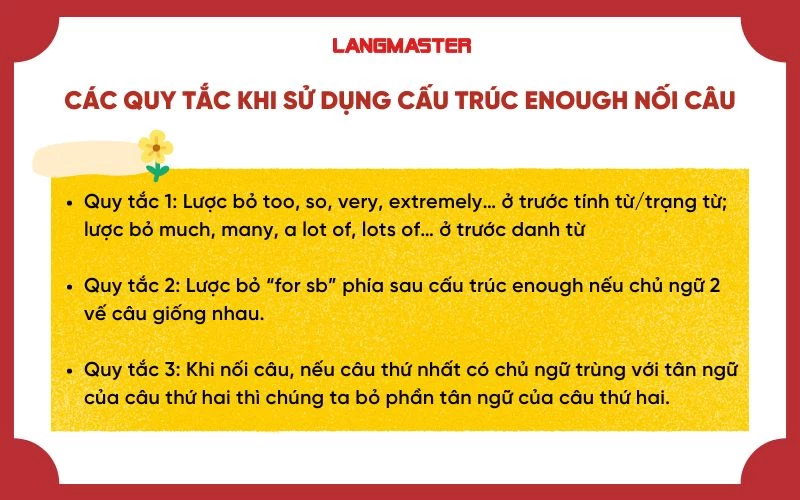 Quy tắc sử dụng cấu trúc enough khi nối câu