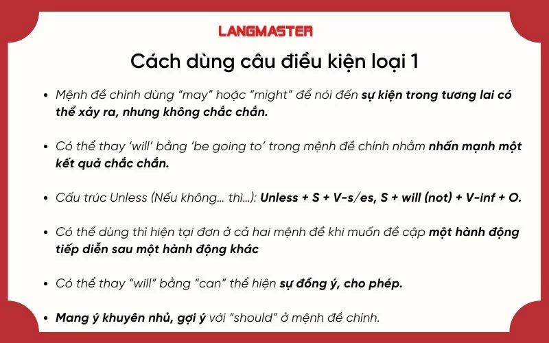 Cách dùng câu điều kiện loại 1