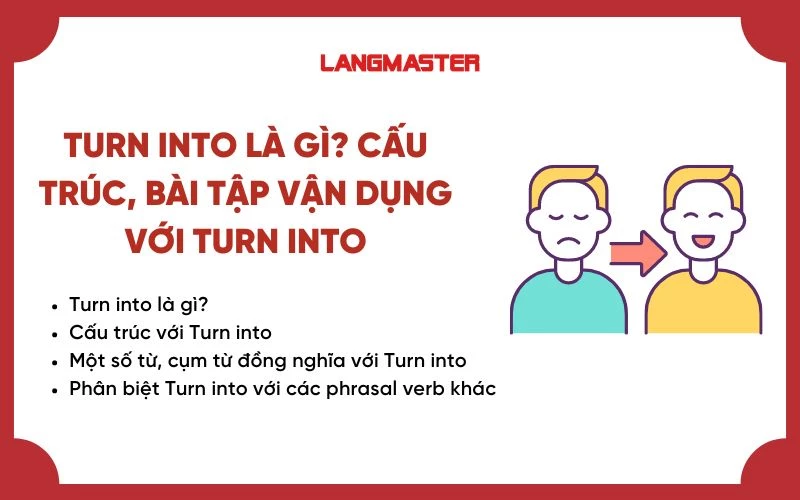 TURN INTO LÀ GÌ? CẤU TRÚC, BÀI TẬP VẬN DỤNG VỚI TURN INTO