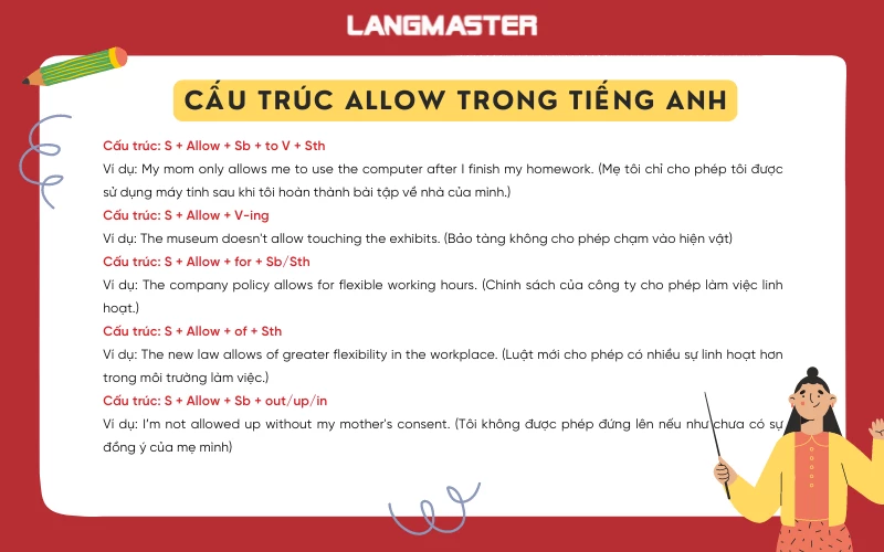 Các cấu trúc allow trong tiếng Anh