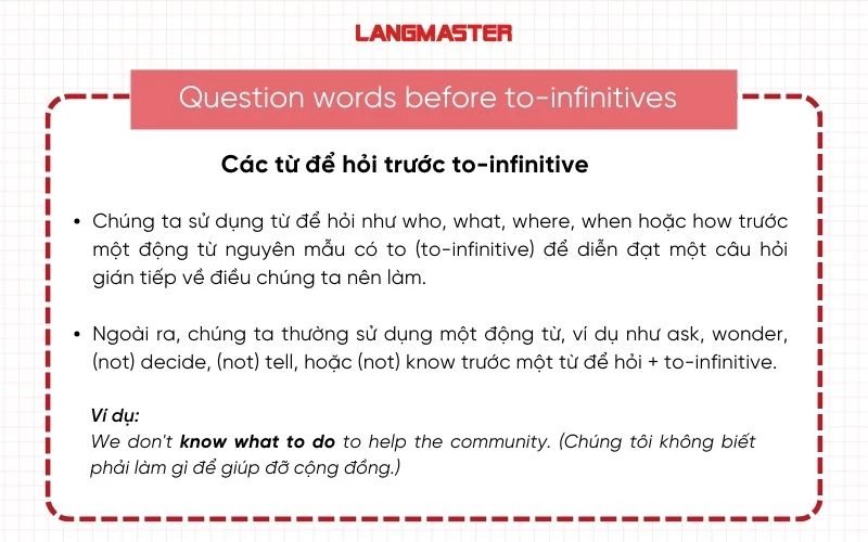 Các từ để hỏi trước to-infinitive