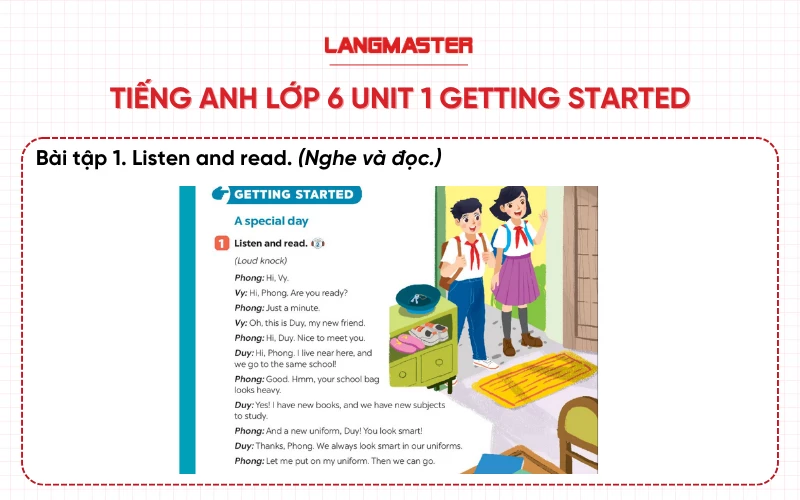 Bài 1 tiếng Anh lớp 6 Unit 1 Getting Started sách mới