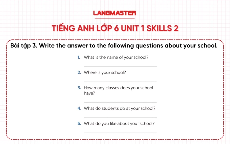 Bài 3 Tiếng Anh lớp 6 Unit 1 Skills 2 Global Success