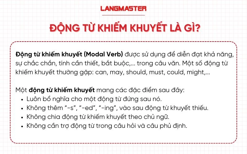 động từ khiếm khuyết là gì?