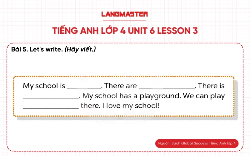 Bài 5 Tiếng Anh lớp 4 Unit 6 lesson 3 Global Success