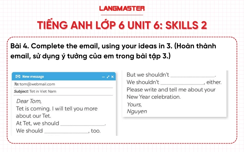 Bài 4 Tiếng Anh lớp 6 Unit 6 Skills 2 sách Global Success