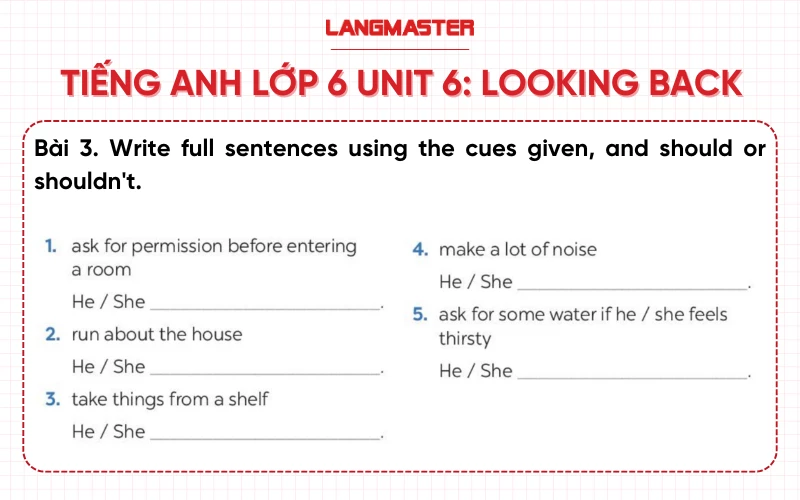 Bài 3 Tiếng Anh lớp 6 Unit 6 Looking back sách Global Success