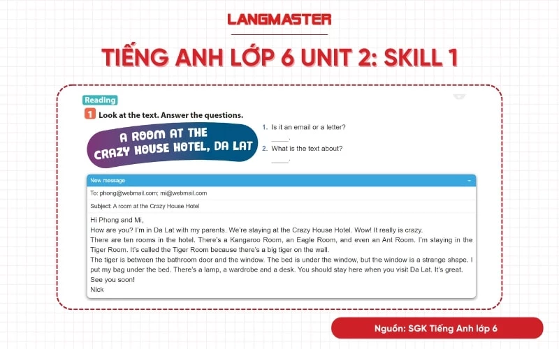 Tiếng Anh lớp 6 Unit 2 Skills 1