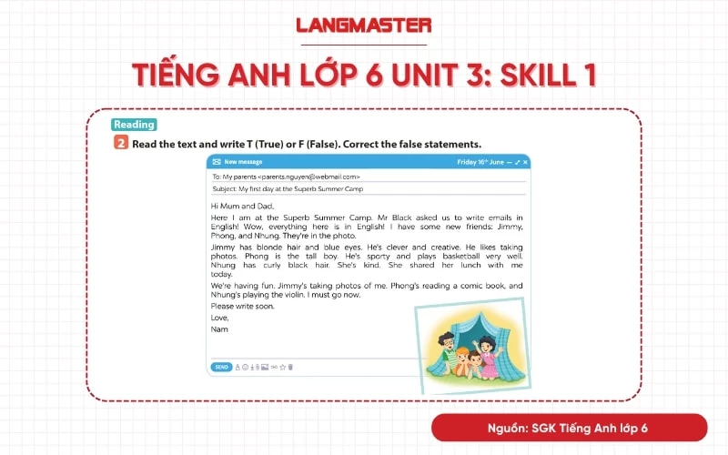 tiếng anh lớp 6 unit 3 skills 1