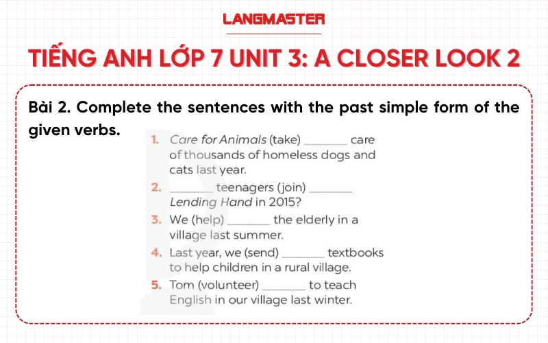 Bài 2 Tiếng Anh lớp 7 Unit 3 A Closer Look 2 sách Global Success