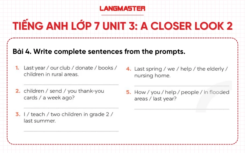 Bài 4 Tiếng Anh lớp 7 Unit 3 A Closer Look 2 sách Global Success