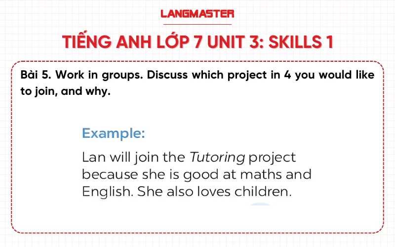 Bài 5 Tiếng Anh lớp 7 Unit 3 Skills 1 sách Global Success