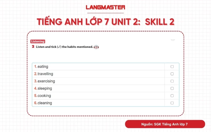 tiếng anh lớp 7 unit 2 skill 2