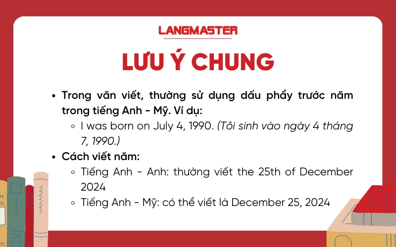 lưu ý chung khi viết ngày tháng năm trong tiếng Anh