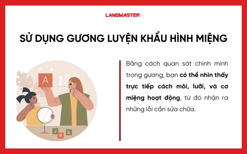 Sử dụng gương để kiểm tra và cải thiện khẩu hình miệng